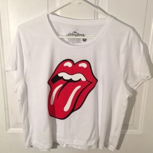 NWOT The Rolling Stones crop top white juniors Lg
